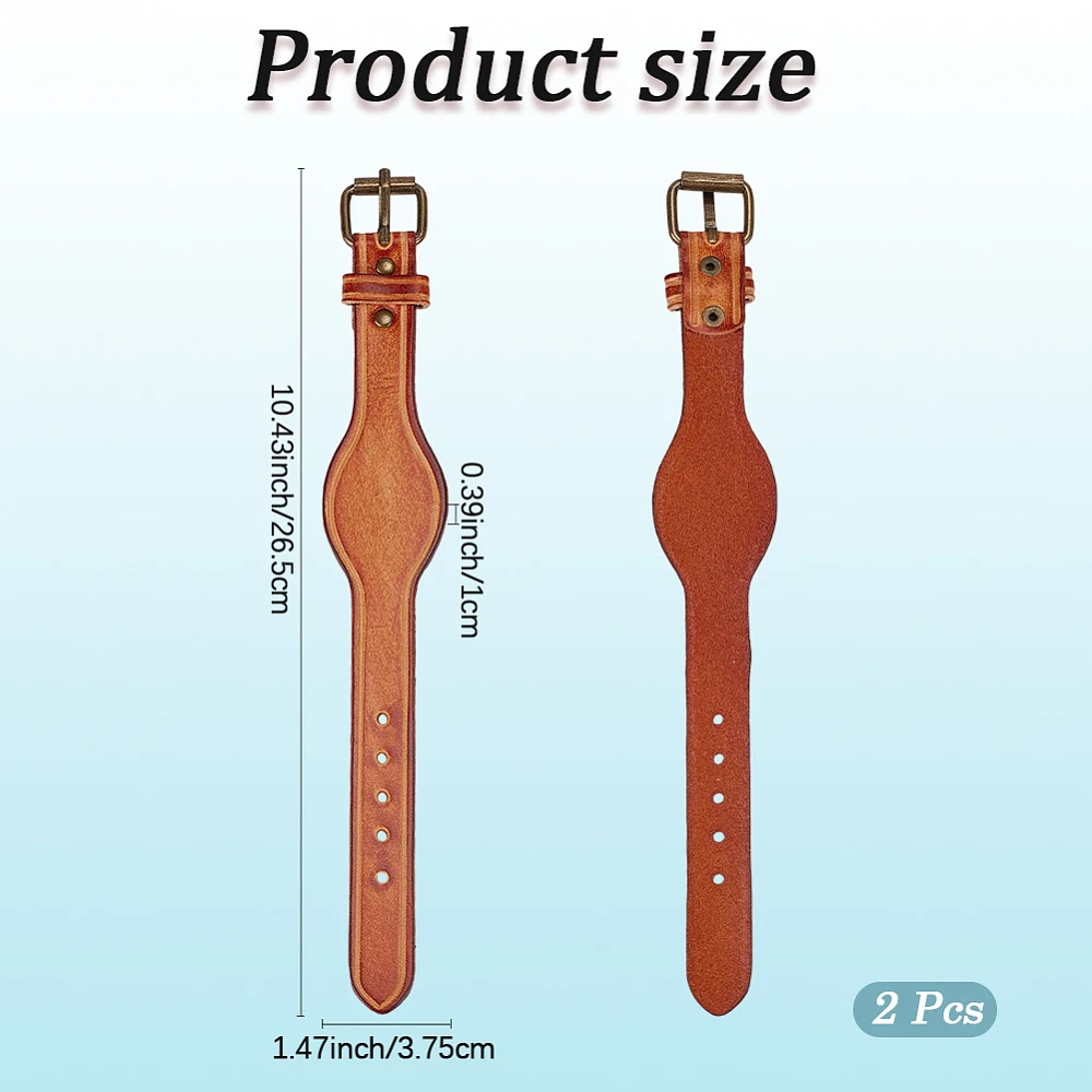 2PCS Genuine Leather Contoured Horse Hobble Strap Western Saddle Stirrup Replacement Hobbles with Buckles Brown Cowhide Leather