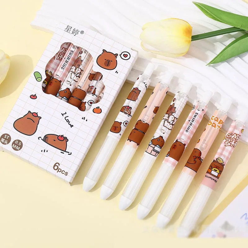 Imagem -02 - Capivara-kawaii Imprensa Caneta Gel Tinta Preta Canetas Assinatura Escritório e Material Escolar Bonito Brinde Promocional 0.5 mm 36 Pcs por Lote