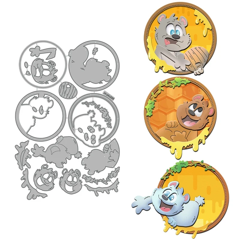 

Cartoon Animals Round Shaker Cutting Dies DIY Scrapbooking Supplies Metal Dies Knife Mold For Cards Albums Decor