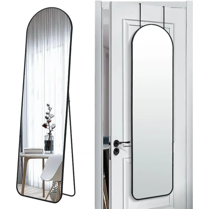 

57x16 Door Hanging Full Length Mirror, Floor Stand (Height 5.7ft just Body in1.3ft) / Wall Mounted Metal Frame Arch