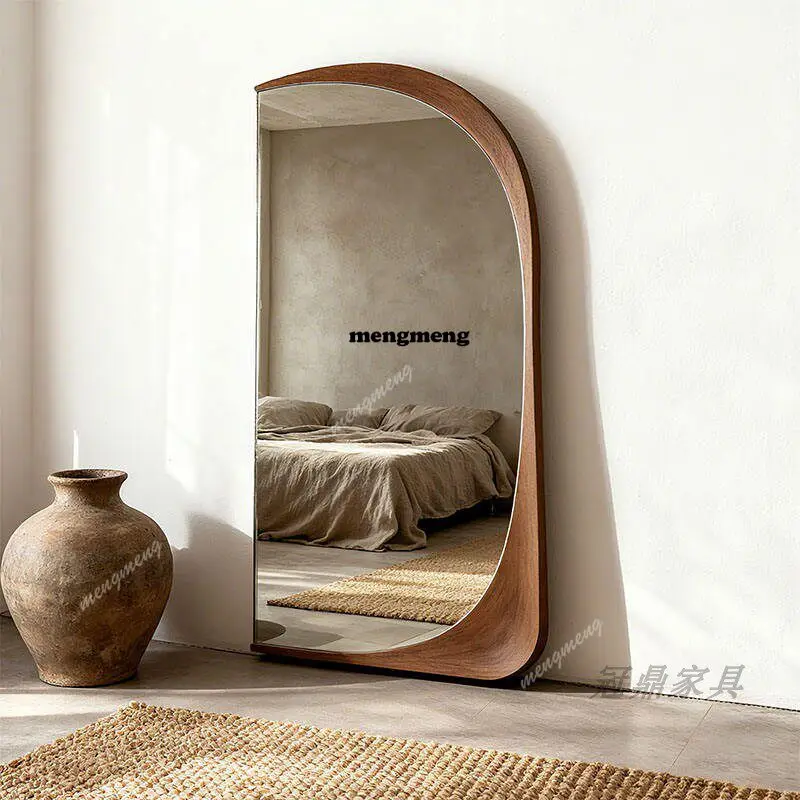 

American style household large-size floor mirror wooden special-shaped European style advanced full-length mirror