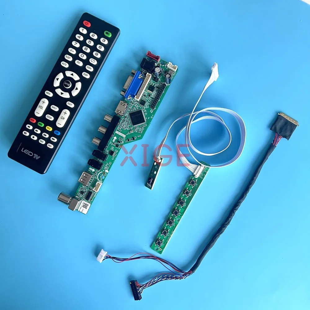 

DIY Kit For LTN140AT21-001/002/601/802 Laptop Matrix LVDS 40 Pin TV Analog 14" USB+AV+VGA+HDMI 1366x768 Controller Driver Board