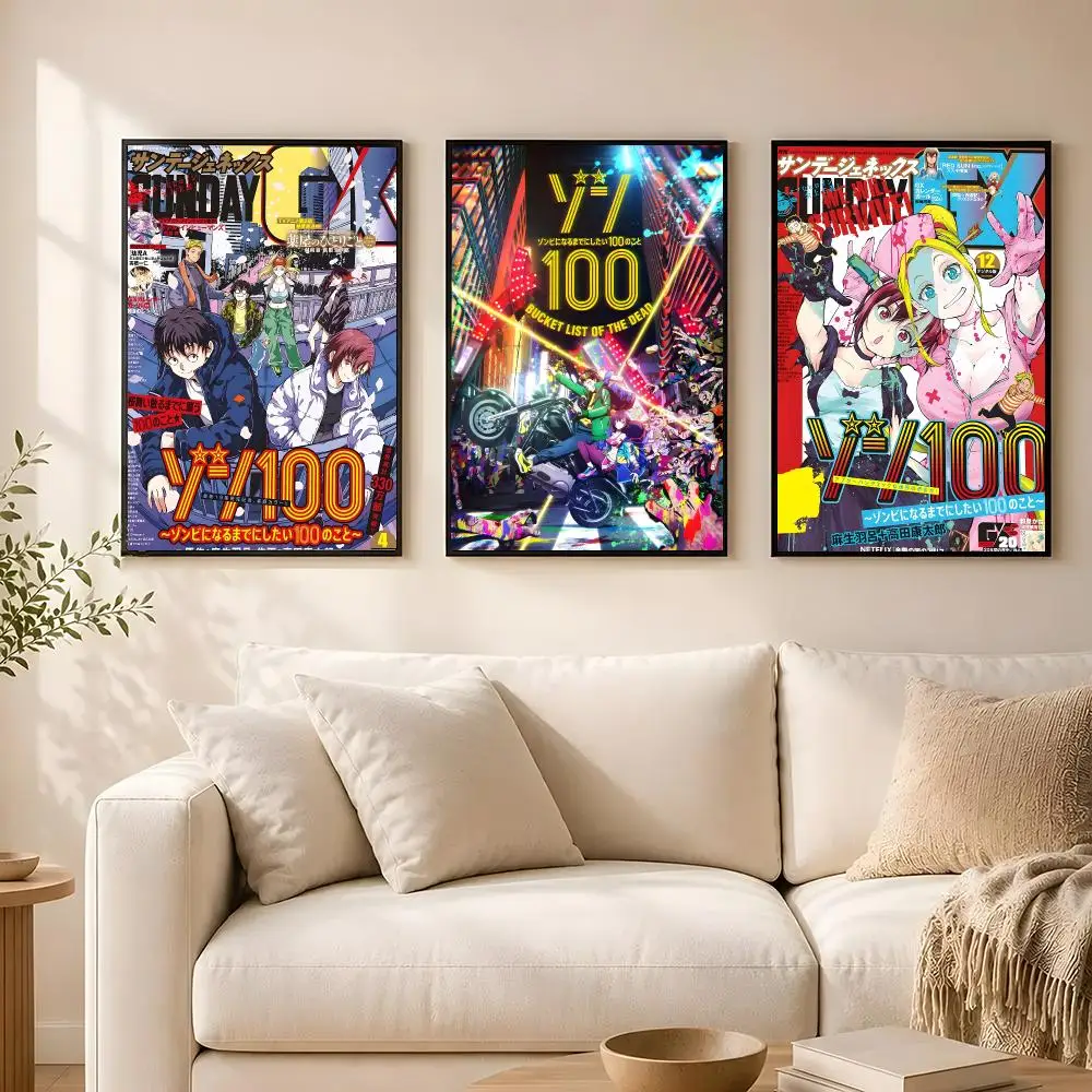 Anime Z-zom 100 Painting Poster poster Self-adhesive wall stickers, suitable for room decoration, high-quality printing.