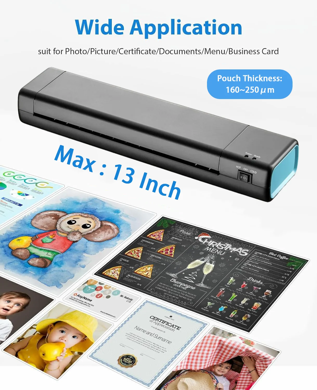 A3  Laminator Machine 13 Inch with 10 Laminating Sheets  Hot & Cold Thermal Laminator for Home/School/Office