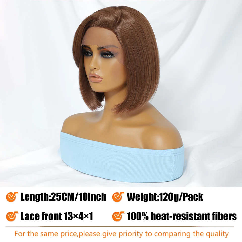 Short Straight Bob 10 Inch Synthetic Front Lace Wig For African Women Lace Front Wigs for Afro Girl T Part