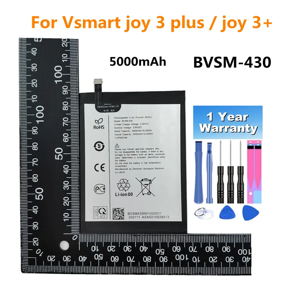 

5000mAh BVSM 430 Phone Battery For Vsmart joy 3 plus / joy 3+ BVSM-430 BVSM430 High Quality Bateria Batteries In Stock + Tools