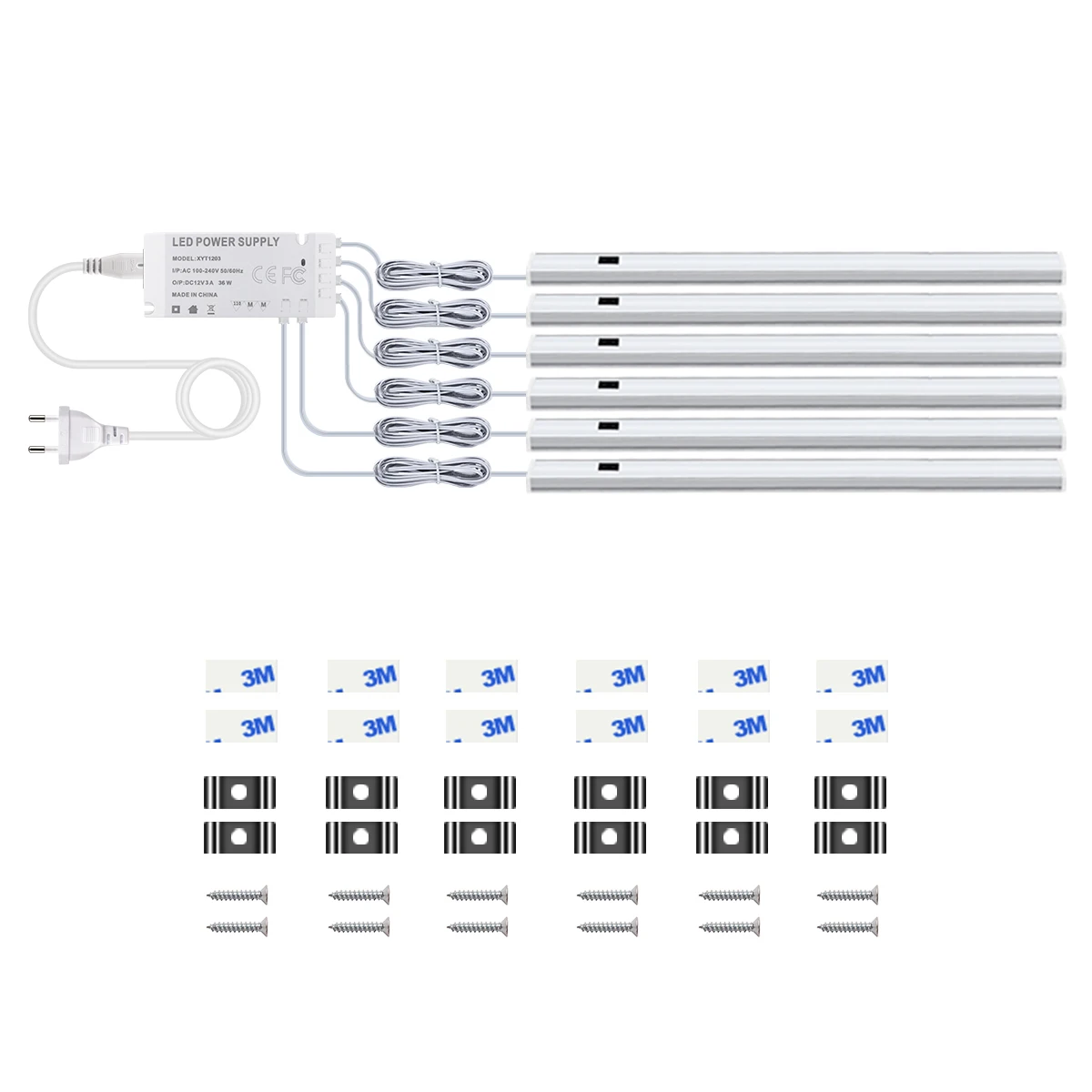 EU Plug 220V 1 Set night light with motion sensor Wardrobe Cabinet Lamp Kitchen LED Light Bar Hand Sweep