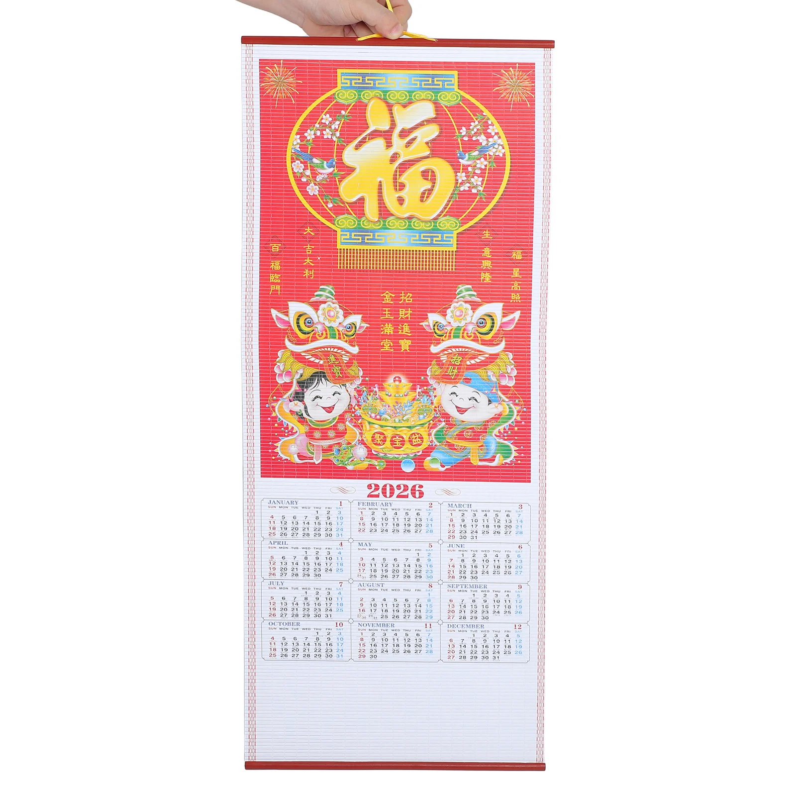 

Традиционный лунный календарь на 2026 год лошади, тематический подвесной свиток с текстурой ротанга, культурное настенное искусство для домашнего офиса фэн-шуй