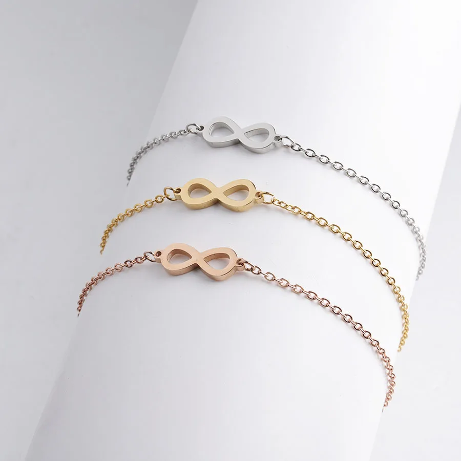 

3Pcs/Lot Stainless Steel Lucky 8 Bracelet Infinity Bracelets For Women Men Friendship Bracelets Pulseras