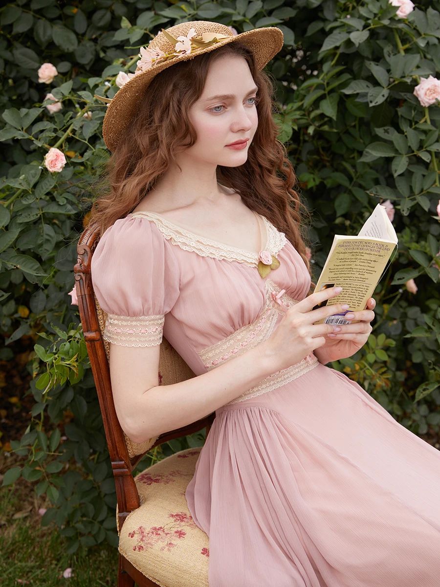 TIYIHAILEY Spring Summer Women Dress Detachabl Full Sleeve Long Mid-Calf Ladies XS-XL Vintage High Waist 2025 New V-Neck Lace