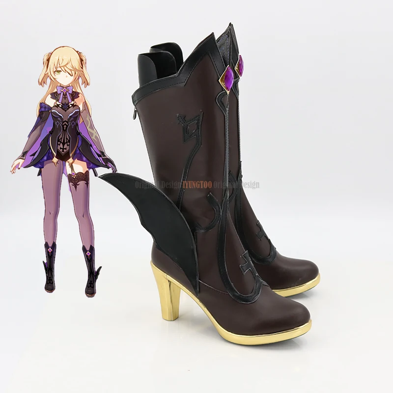 Genshinimpact Fischl sepatu karakter Anime sepatu Cosplay sepatu bot kostum pesta Prop