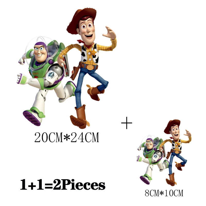 2Pcs/Lot Toy Story Disney Iron On Thermoadhesive Patches Heat Thermal Transfer Fusible Stickers For Clothing Ironing Application