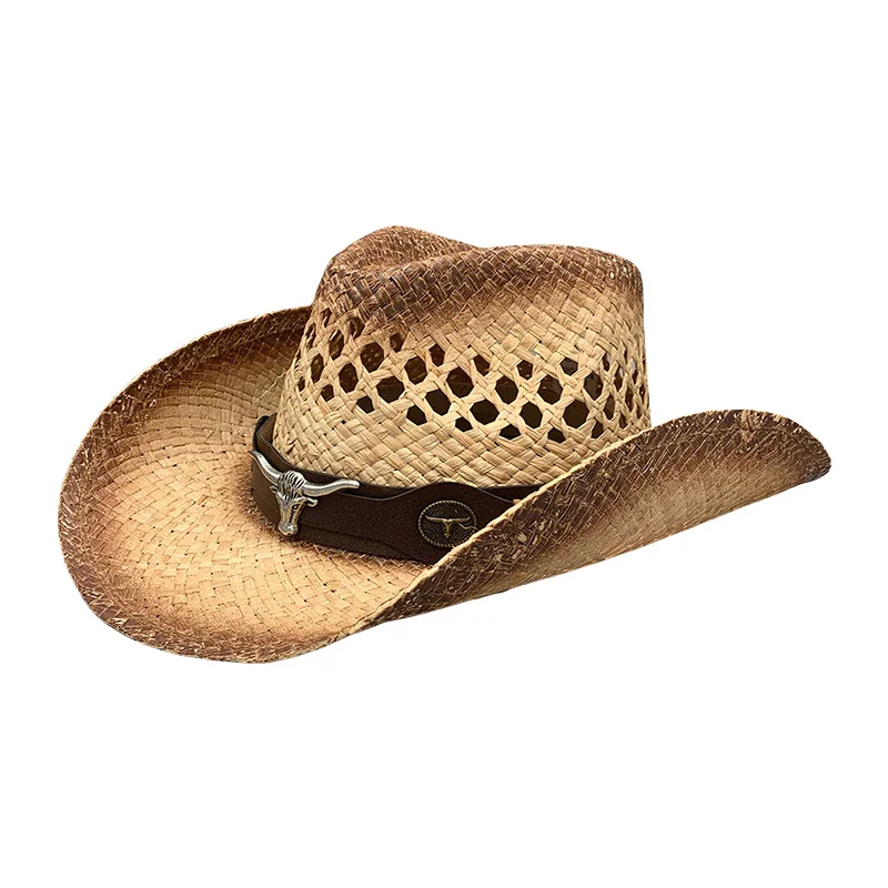 Western-style Men's Outdoor Beach Hat, Sun Hat, Cowboy Straw Hat, Women's Wide-brimmed Sun Protection Hat For Adults