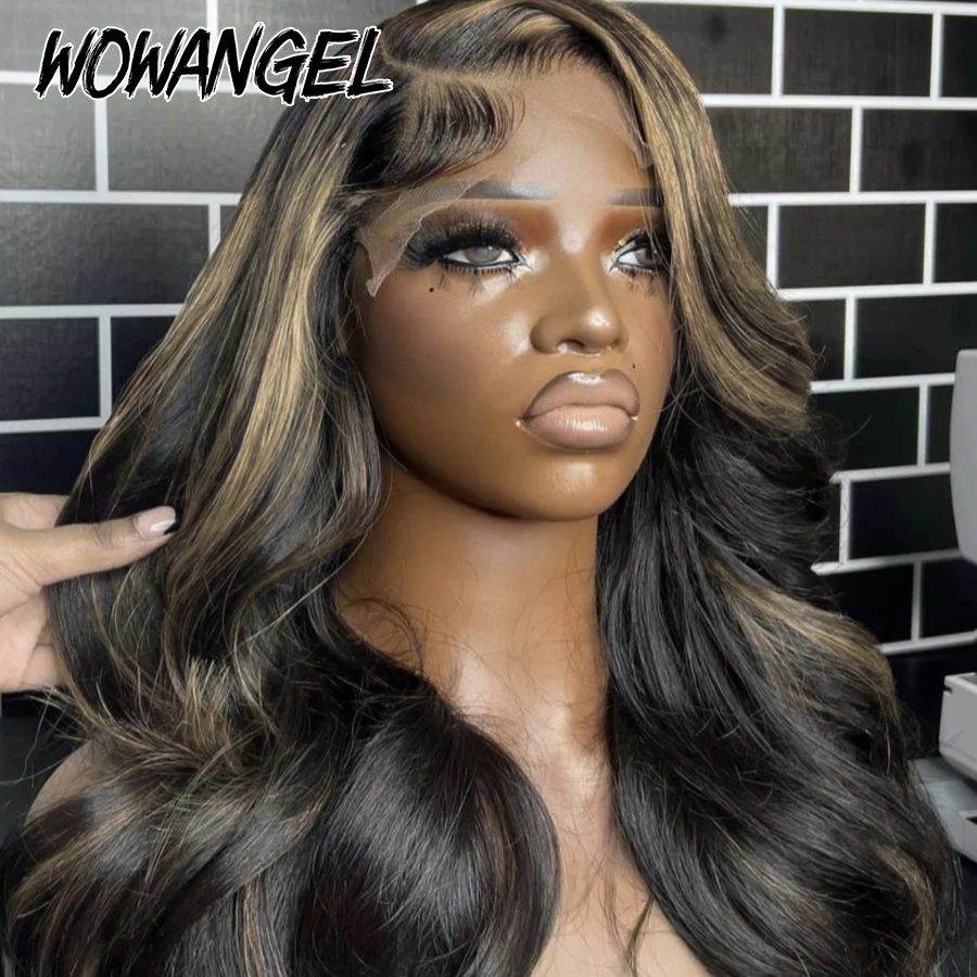 Wow Angel 1BJ27# Highlight Body Wave 13X6 HD Lace Front Wigs Pre Plucked Skinlike 13x4 HD Lace frontal human hair wig For Woman