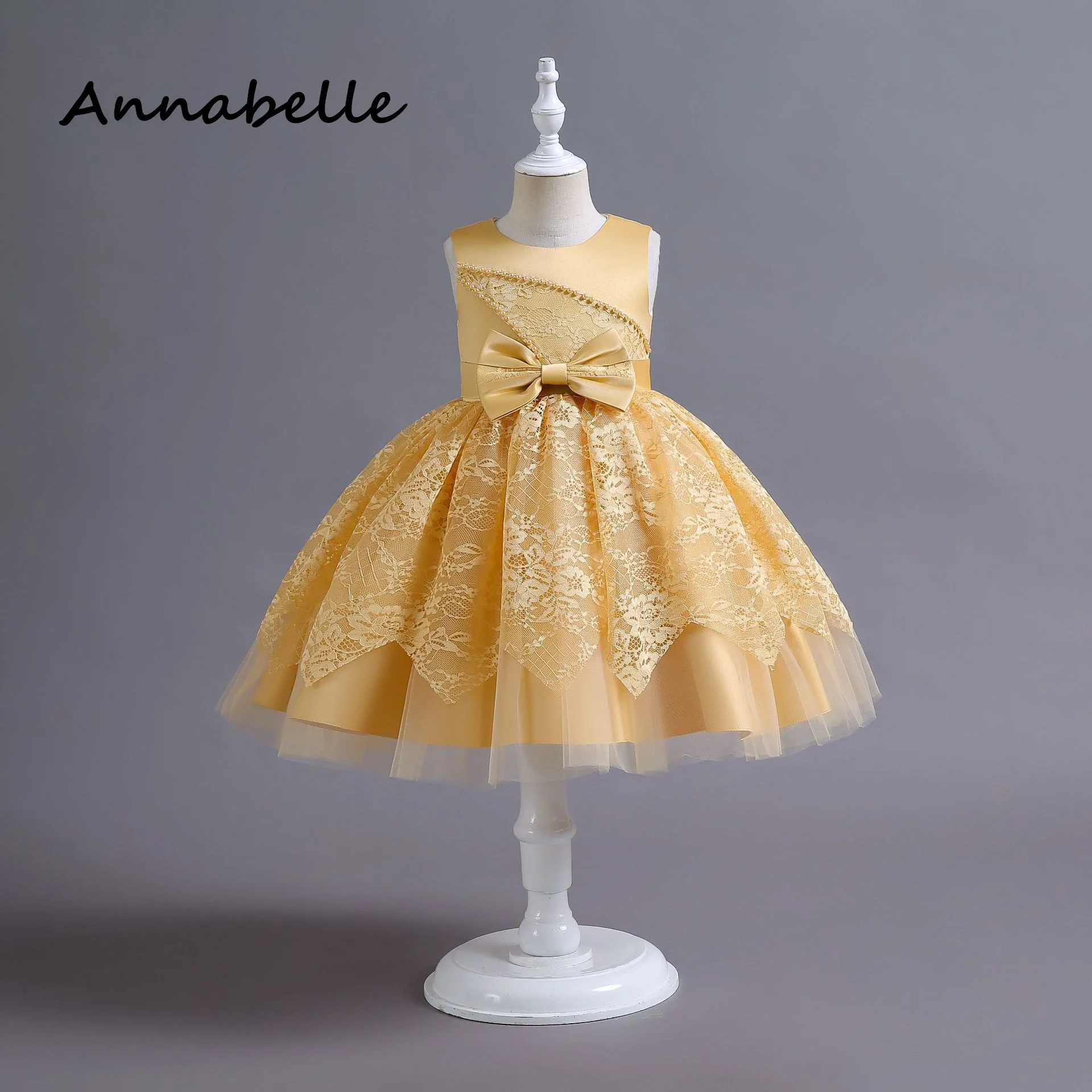 Annabelle Blumen mädchen Kleid für Hochzeits feier Baby Mädchen Prinzessin Geburtstags feier Kleid elegante geschwollene Kleid ärmel los 2024