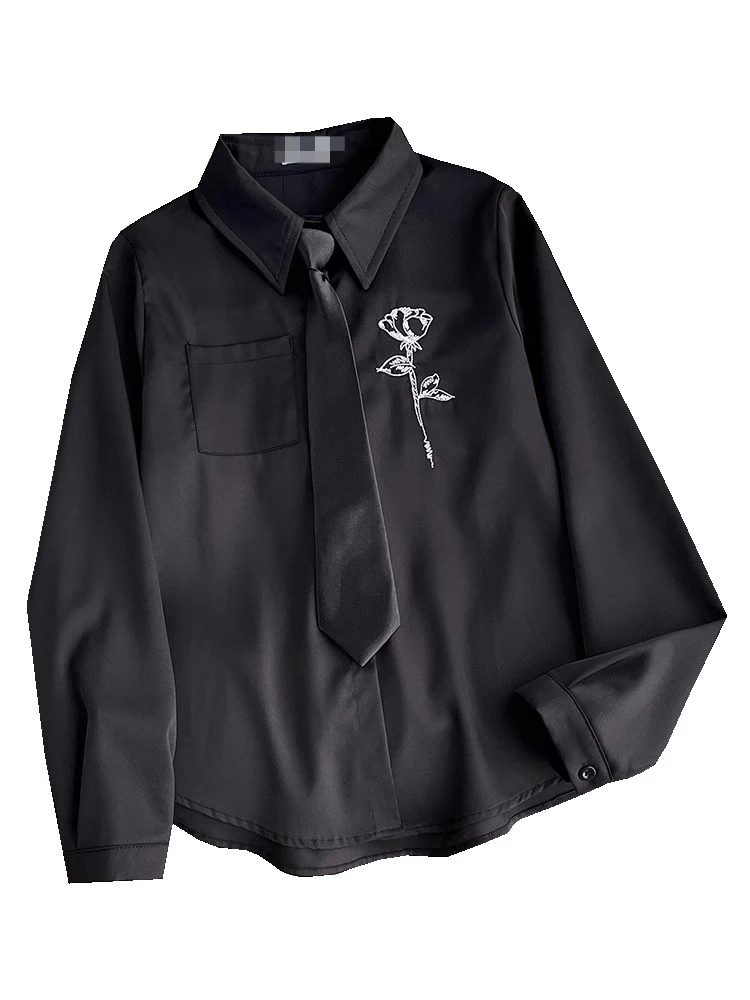 

Women Long Sve Embroidery Profional Commute Spring Autumn New Oulder Design Sense Top TT202