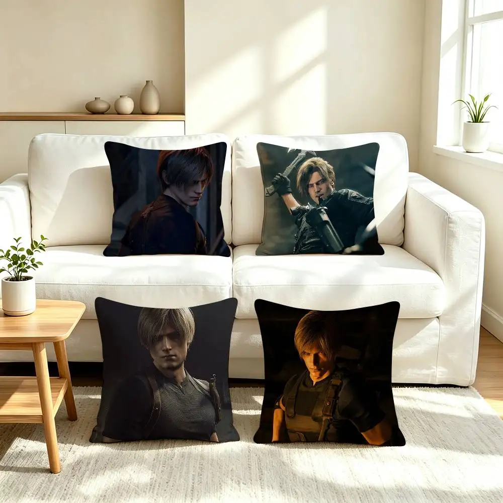 L-Leon S Kennedy Resident Evil  Square Double-Sided printed Pillow Case Bedroom Bedside Pillow Sofa Cushion Cover