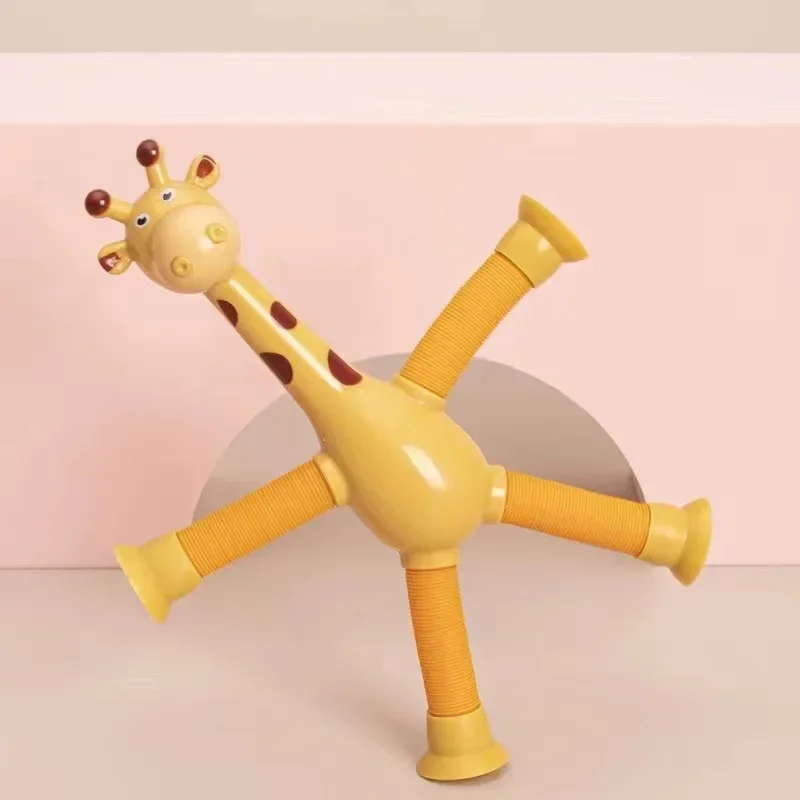 New Children Suction Cup Toys Pop Tubes Stress Relief Telescopic Giraffe Fidget Toys Sensory Bellows Toys Anti-stress Toy