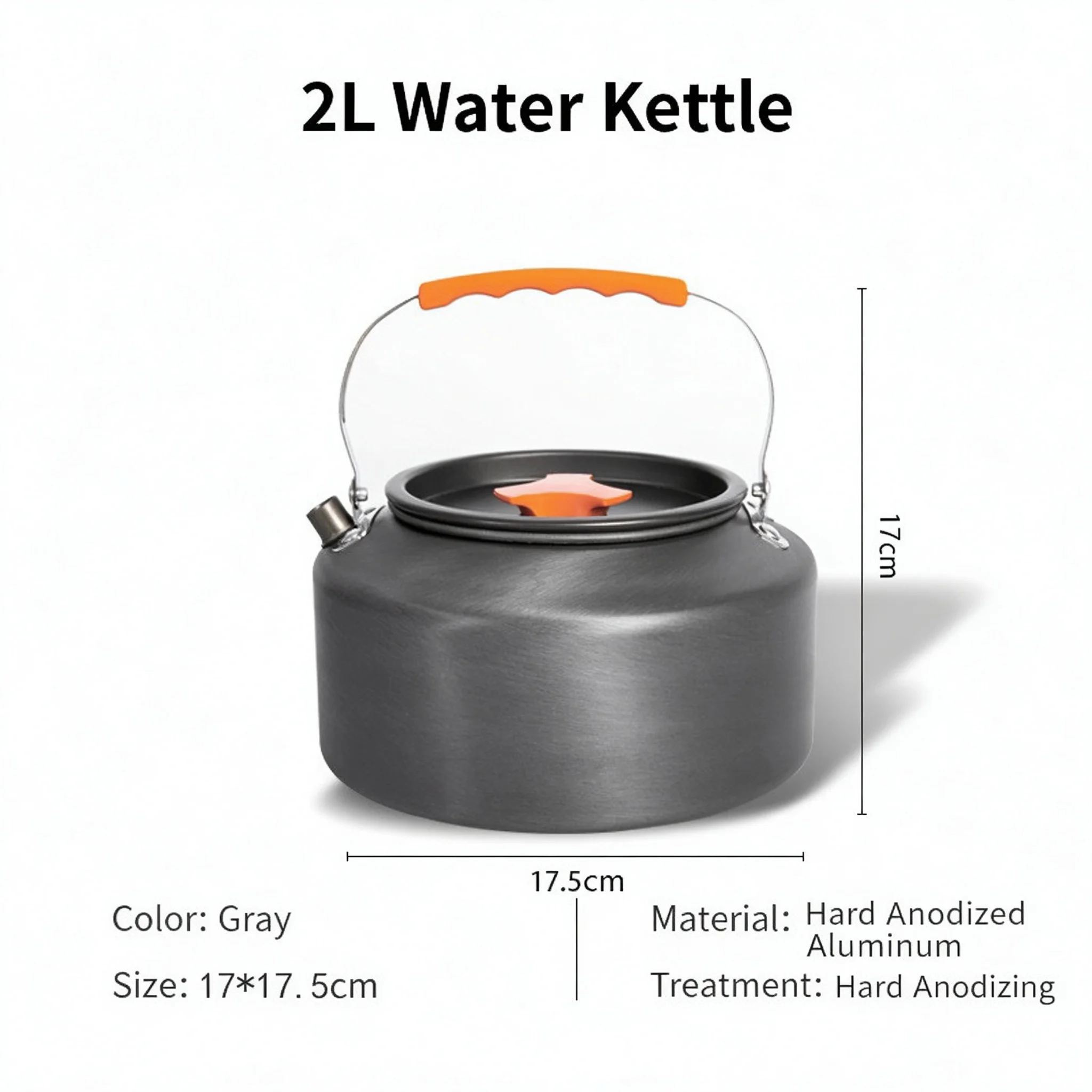 Outdoor Camping Kettle 2.5L Hard Anodized Aluminum Coffee Pot Large Capacity Teapot for Hiking Picnic