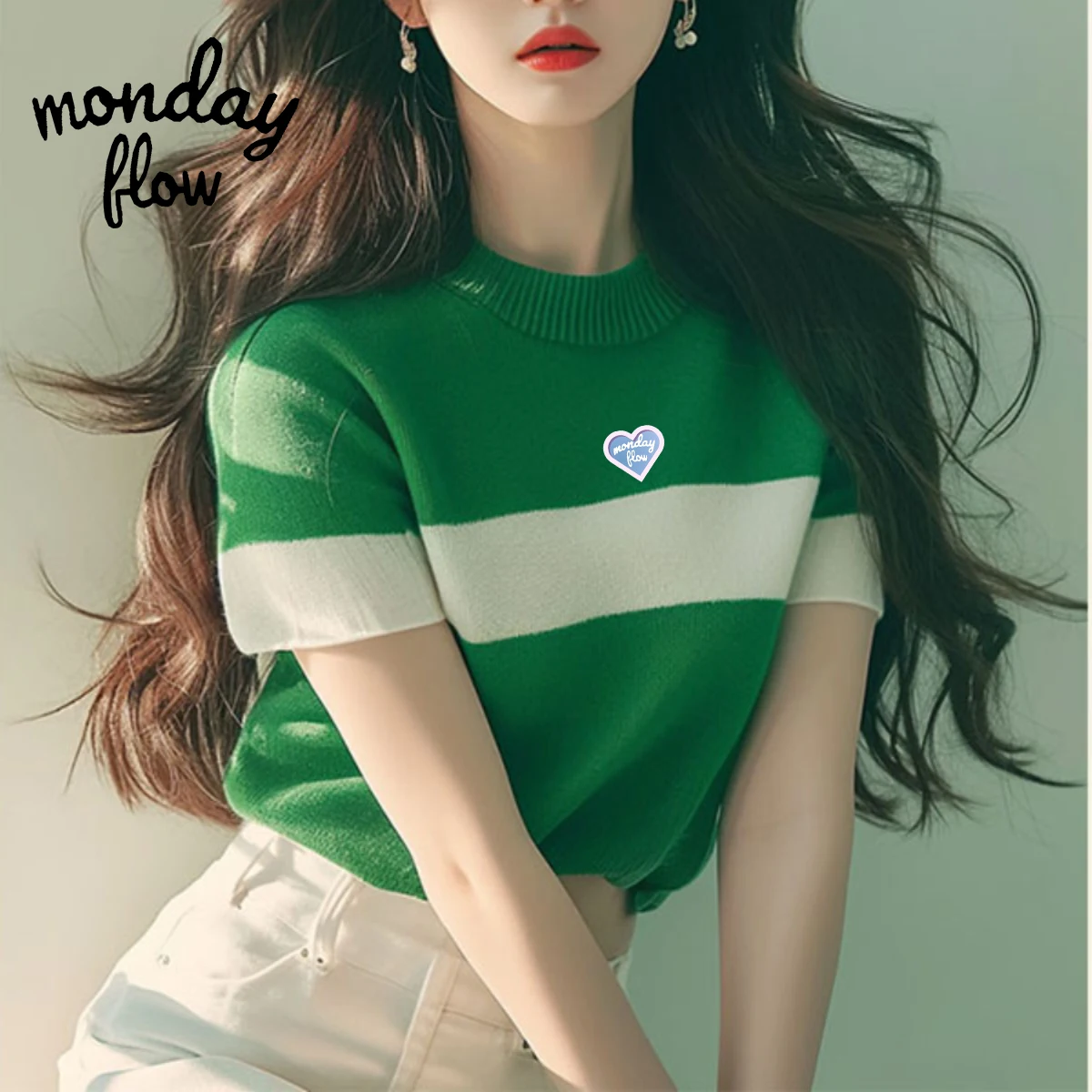 

Monday Flow Spring Women Golf Clothing Women Knitwear Golf Shirts Summer New Style Sports Fashion Golf O Neck Tops