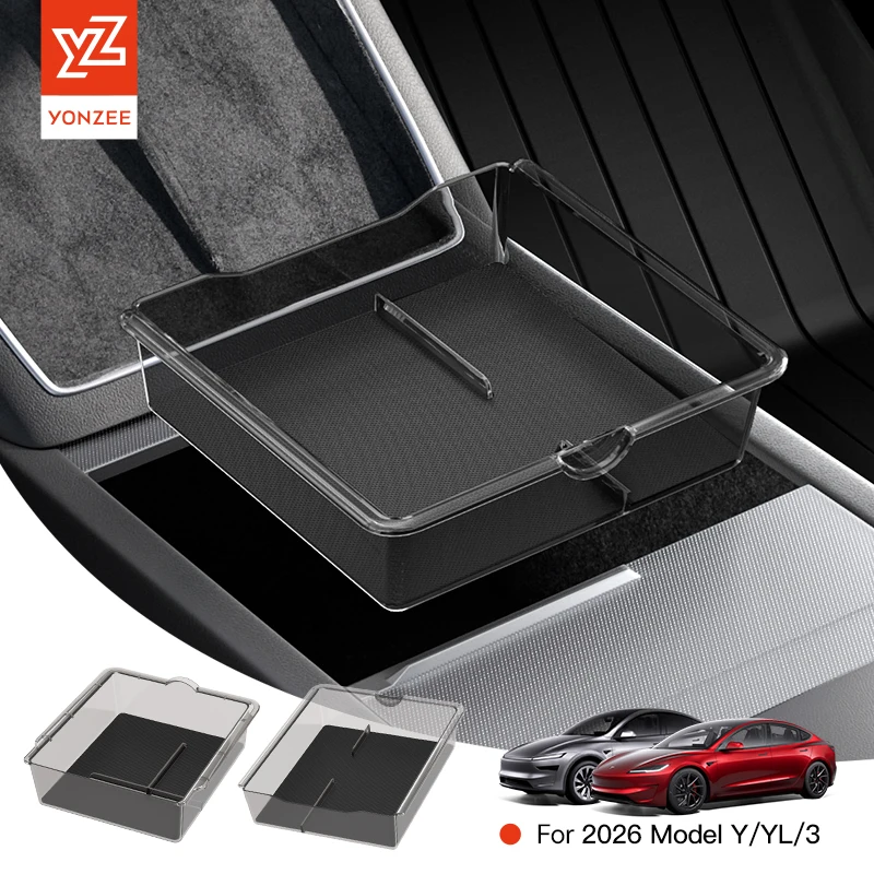 

YZ for Tesla Model 3 Y YL Juniper Highland Armrest Storage Organizer ABS Box with Non-slip Silicone Mat Car Interior Box 2026