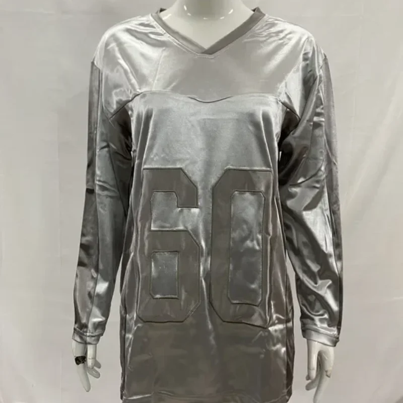 

Осенняя блестящая лоскутная цифровая свободная майка контрастного цвета, футболка High Street, повседневная женская одежда с v-образным вырезом и длинными рукавами, топ