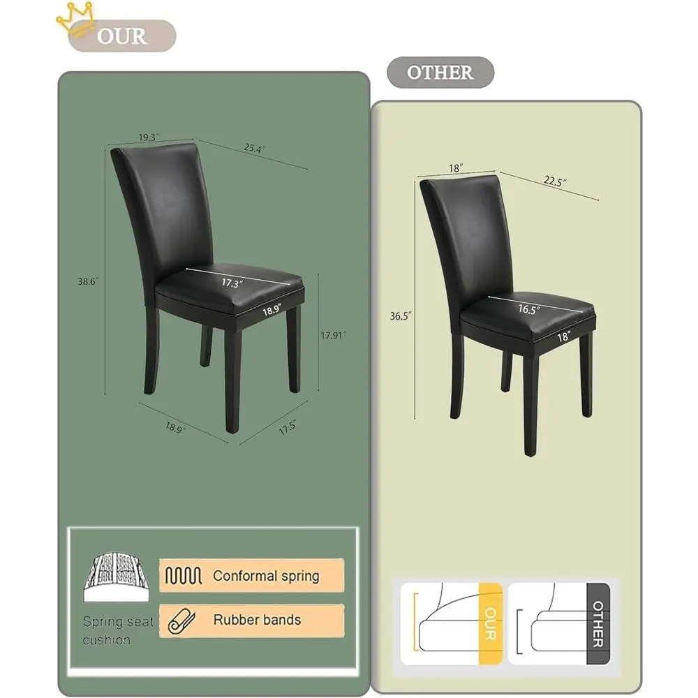 Cadeiras Parsons em couro sintético para salas de jantar e espaços residenciais com pernas de madeira