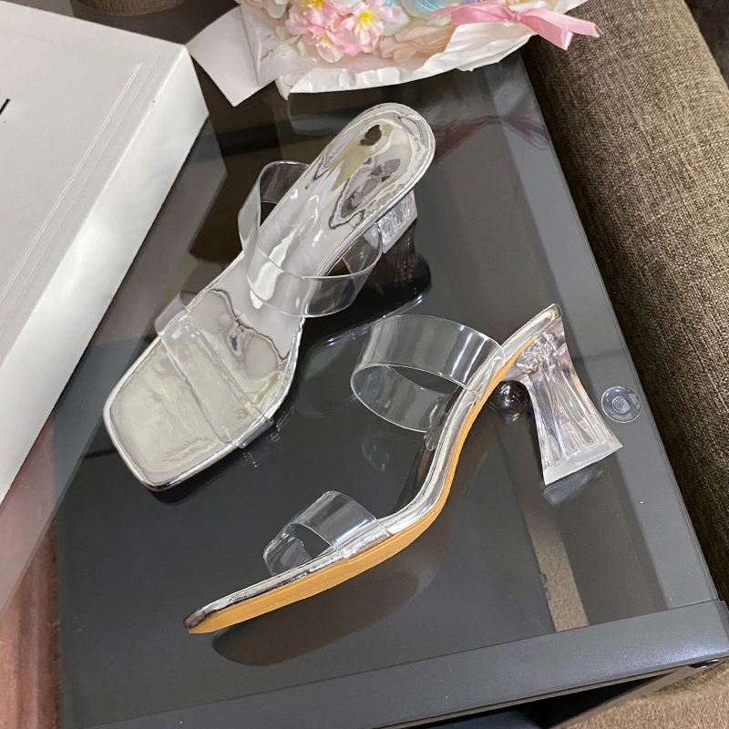 

Summer Open Toe Transparent High Heels New Sexy Fashion Crystal Slippers