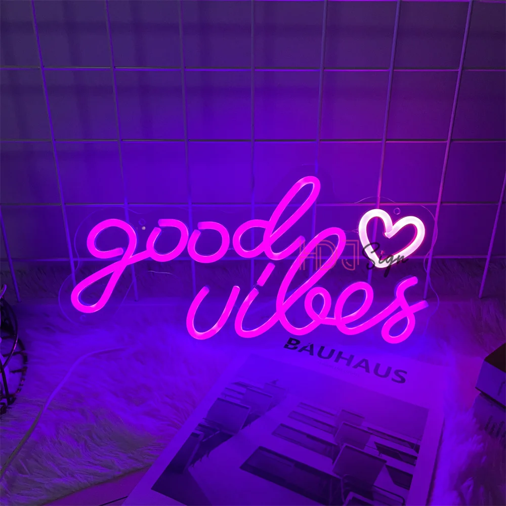 Good Vibes Neon Sign Pink Bedroom Decor Room Wedding Decor Wall Sign Led Neon Light Home Decor Birthday Gifts Neon Night Lights