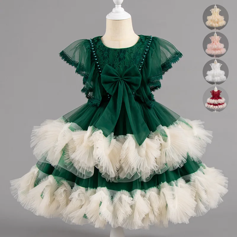 Summer New Girls' Fluffy Mesh Princess Dress Stylish Children's Birthday and Children's Day Performance Dress