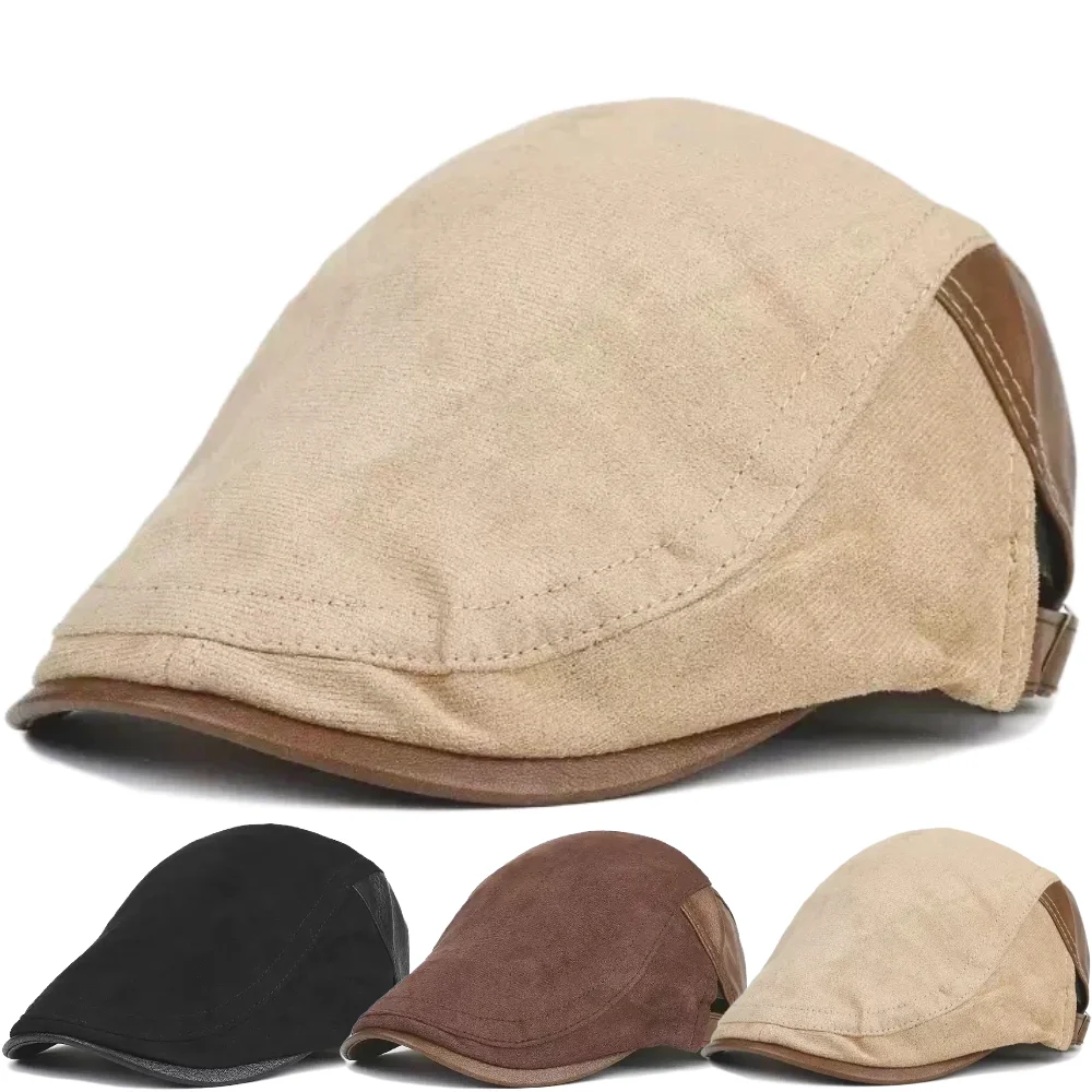 Neue Unisex Vintage Wildleder-Baskenmütze, klassische Newsboy-Mütze für Damen und Herren, Alltags- und Retro-Outdoor-Stil.