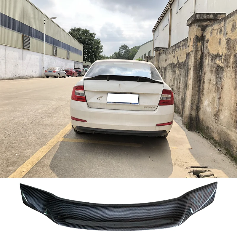 For Volkswagen Skoda Octavia 2015 2016 2017 100% Real Carbon Fiber Rear Spoiler Tail Trunk Wing Boot Lip Cover Car R Styling