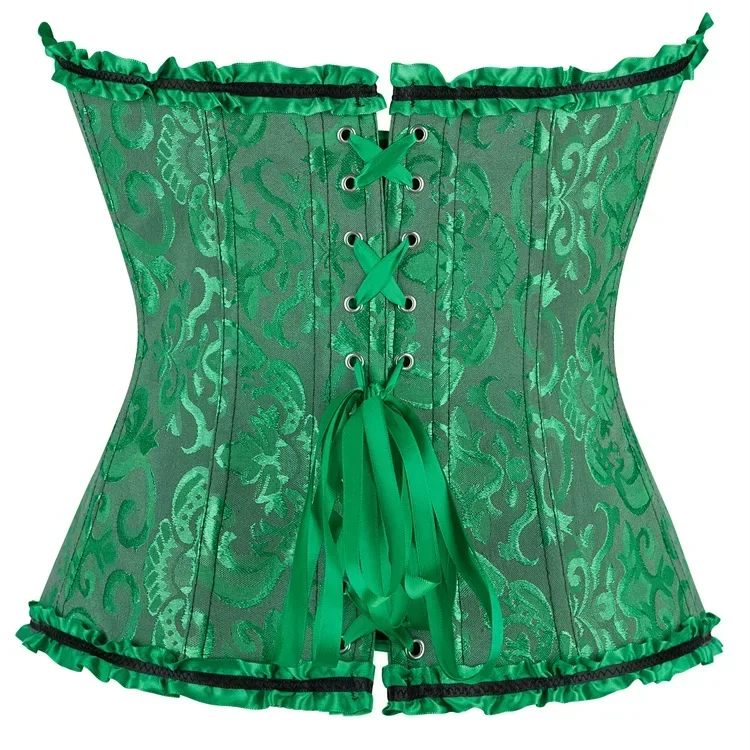 Frauen Korsett Top Jacquard Overbust Bustier Viktorianischen Sexy Lace up Floral Dessous Korset Vintage Gothic Basken Kostüm – Detail 22