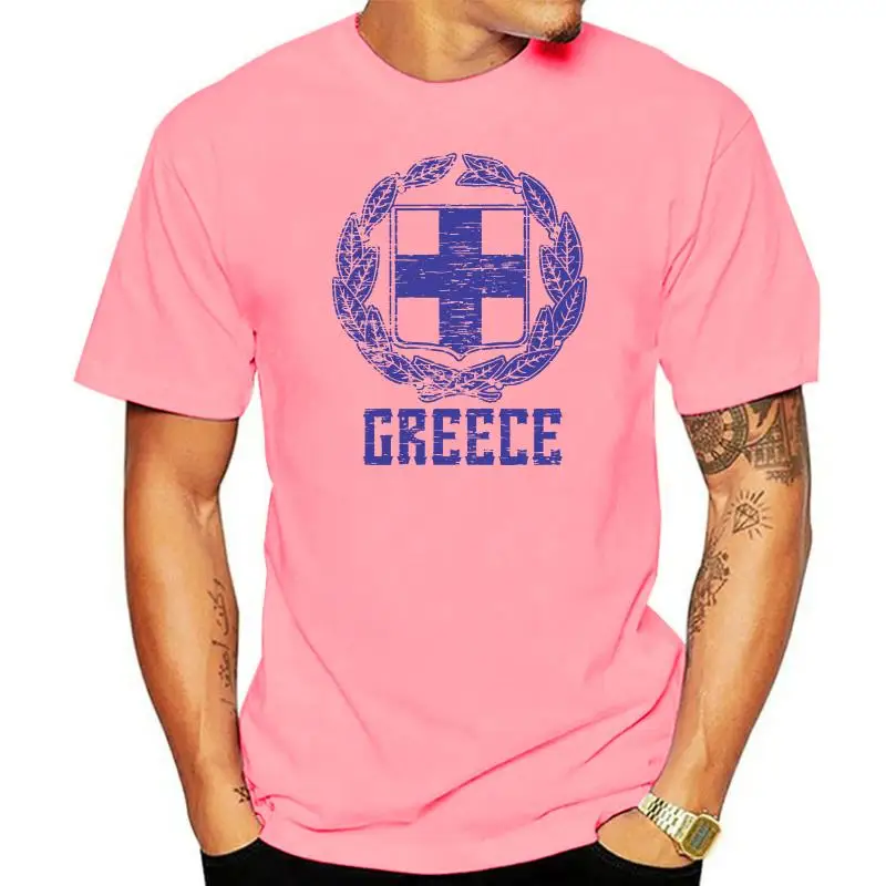 Greece, Coat of Arms, Hellenic Republic, White Cross, Escutcheon Men'S Top Fashion 3D Letters Print Men Cotton Printed T Shirts