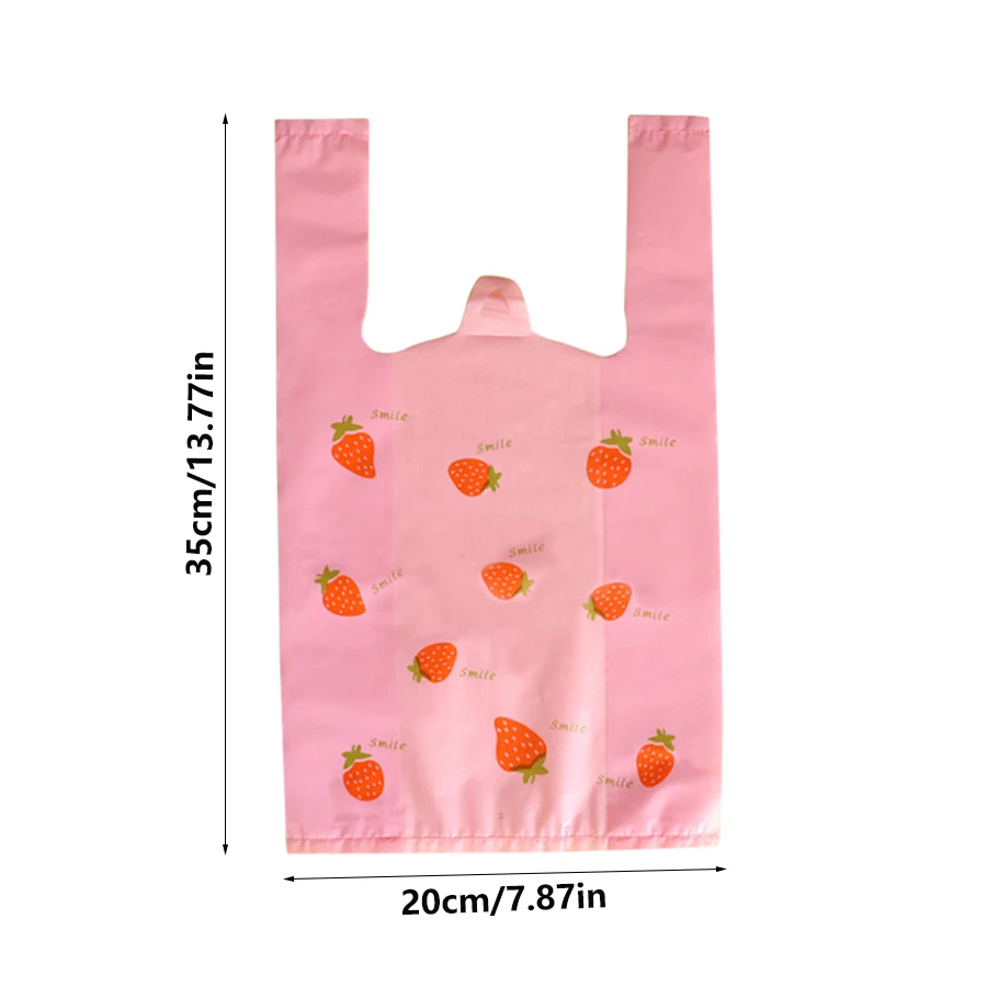 50pcsFolding Shopping Bag Storage Bag Strawberry Handbags Tote Bag Waterproof Eco-Friendly Tote Pouch Women Organizers