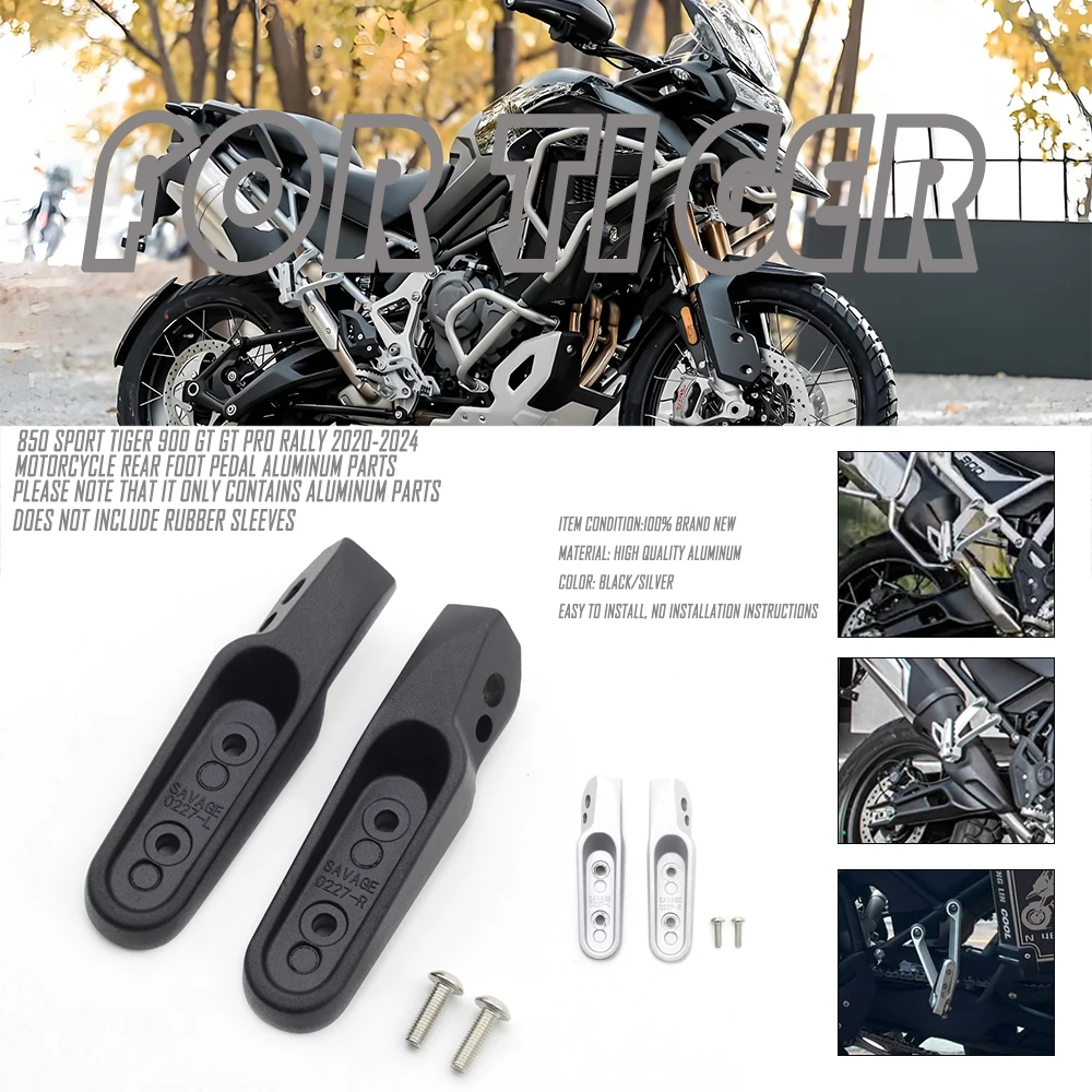 For TIGER 850 SPORT TIGER 900 GT GT PRO RALLY 2020-2024 Tiger 1200 Motorcycle Rear Footrest Foot Pegs Pedals aluminum Parts