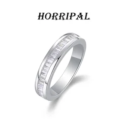 HORRIPAL D VVS1 100% Real Moissanite Ring for Man Women GRA S925 Sterling Silver Plated 18K White Gold  Anniversary Fine Jewelry