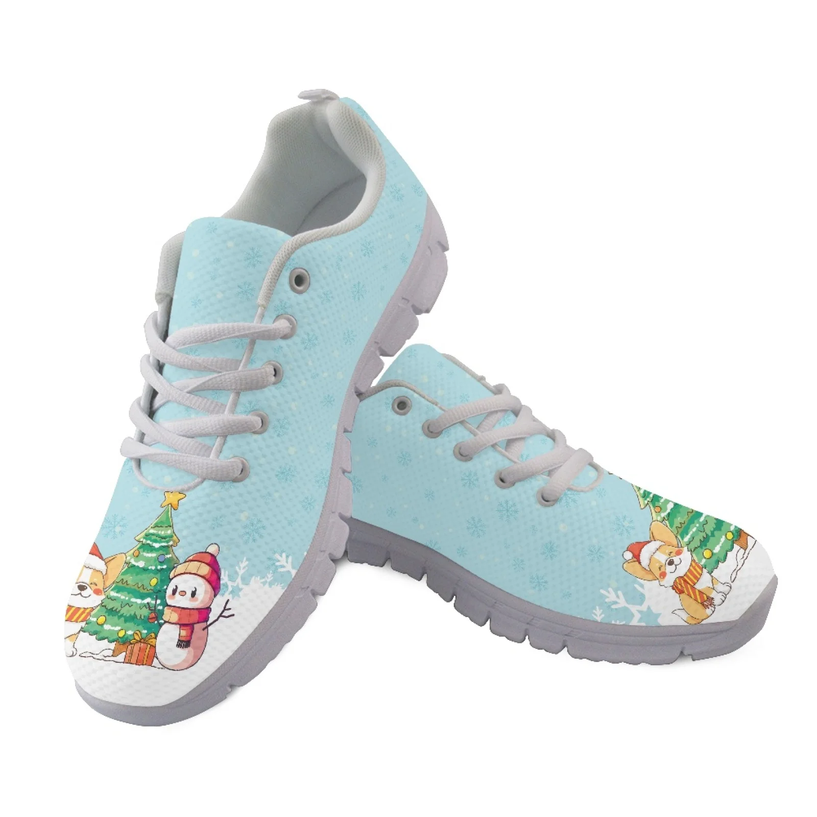 Coloranimal Christmas Snowman Pattern Lace Up Fitness Footwear for Womens Mesh & EVA Sole Fitness Shoes Fashion 2026