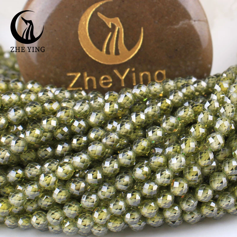 Zhe Ying 4mm Faceted AAA Zircon Beads Top Quality Loose Beads Gemstone Cubic Zirconia Stone Beads for Bracelet Necklace Diy