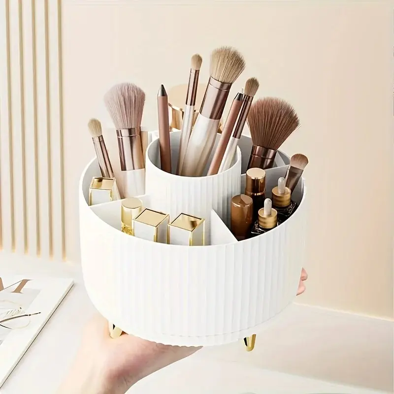 Desktop Lipstick Eye Shadow Pen Container Storage Bucket Makeup Box Storage Box Rotary Dust-proof Makeup Brush Storage Cylinder