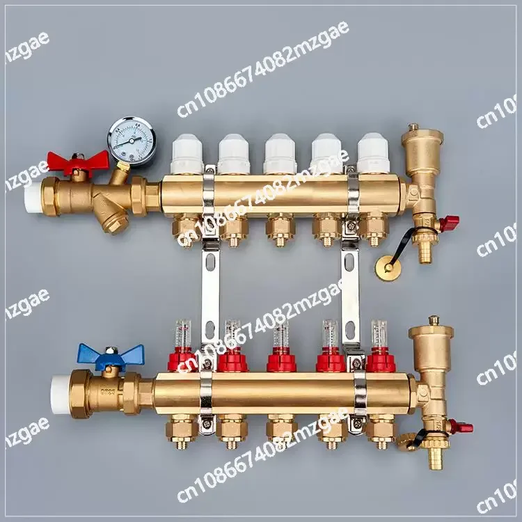 Floor heating diversity collector with flowmeter set home intelligent constant temperature all copper geothermal large flow