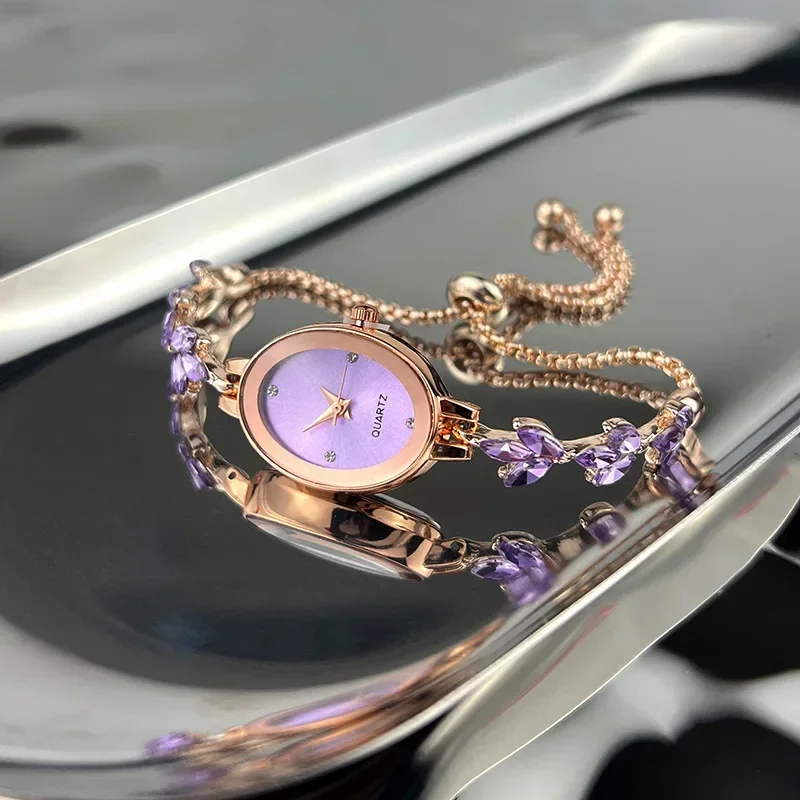 Women's Watch Brand Vintage Diamond Set Quartz Bracelet Watch Women's Watch Free Adjustable Pull-out Type