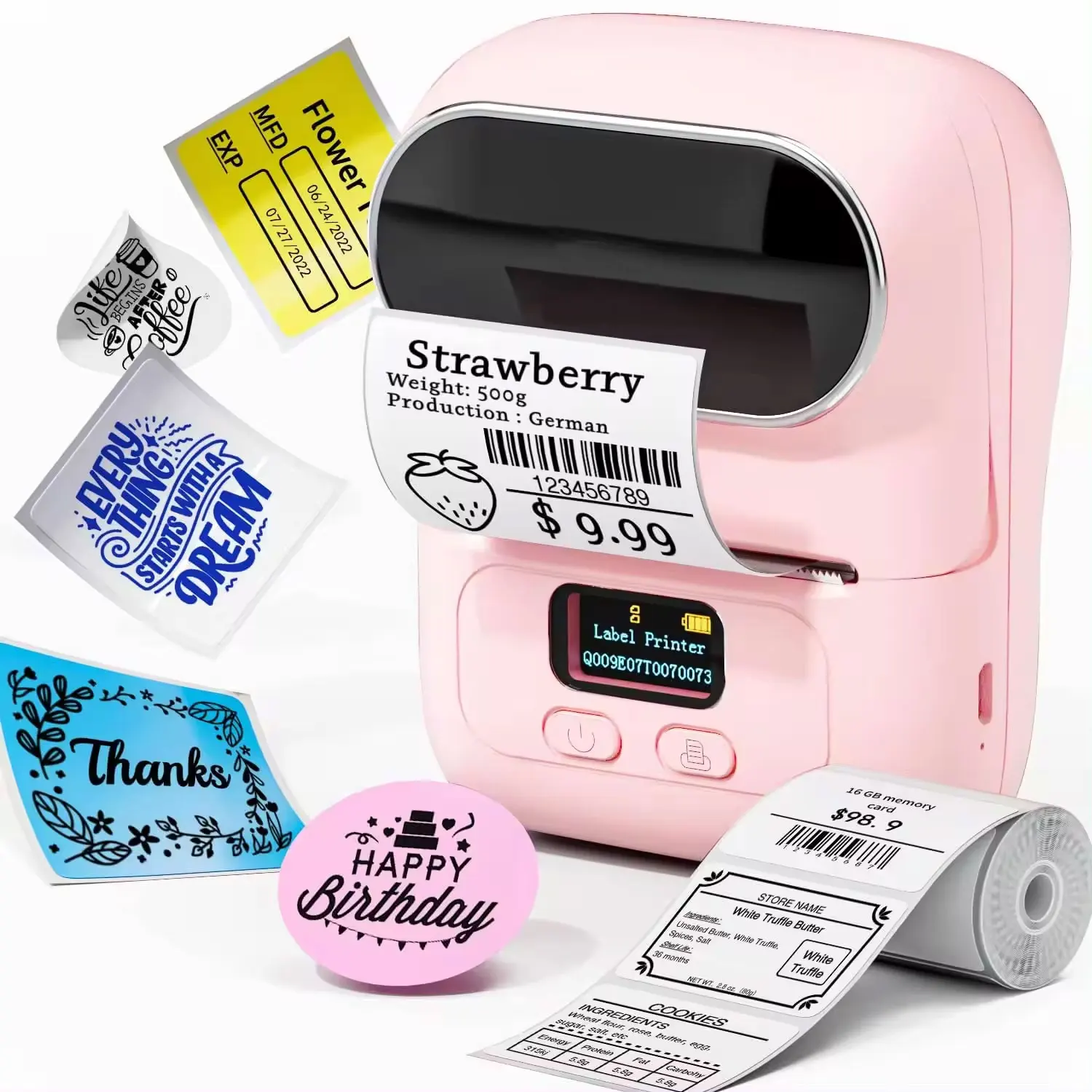 

AIMO M110 Wireless Portable Printer Smart Label Printer 58mm Thermal Label 203dpi BT Usb Direct Thermal Label Printer