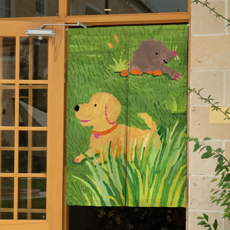 VIKAMA Cartoon Hand-Painted Door Curtain Bedroom Curtain Kitchen Restaurant Entrance Partition Curtain Home Decoration