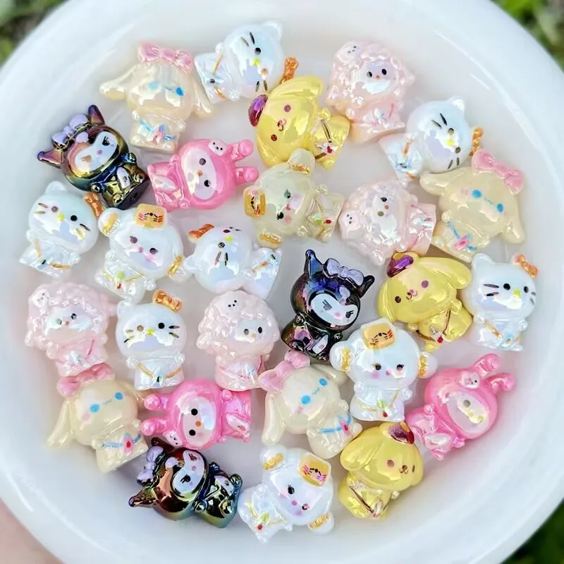 5PCS 26MM random mix hello kitty kuromi Cinnamoroll focal bead for pen keychain bookmark necklace DIY handmade material view 2