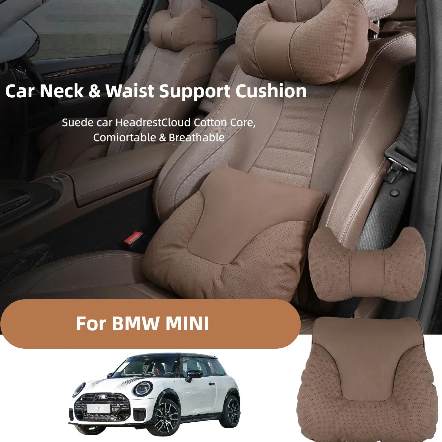Car Neck Pillow Soft Comfort Auto Seat Waist Support Headrest Mat Travel Rest For BMW MINI cooper/CLUBMAN/oneF55F56 Accessories