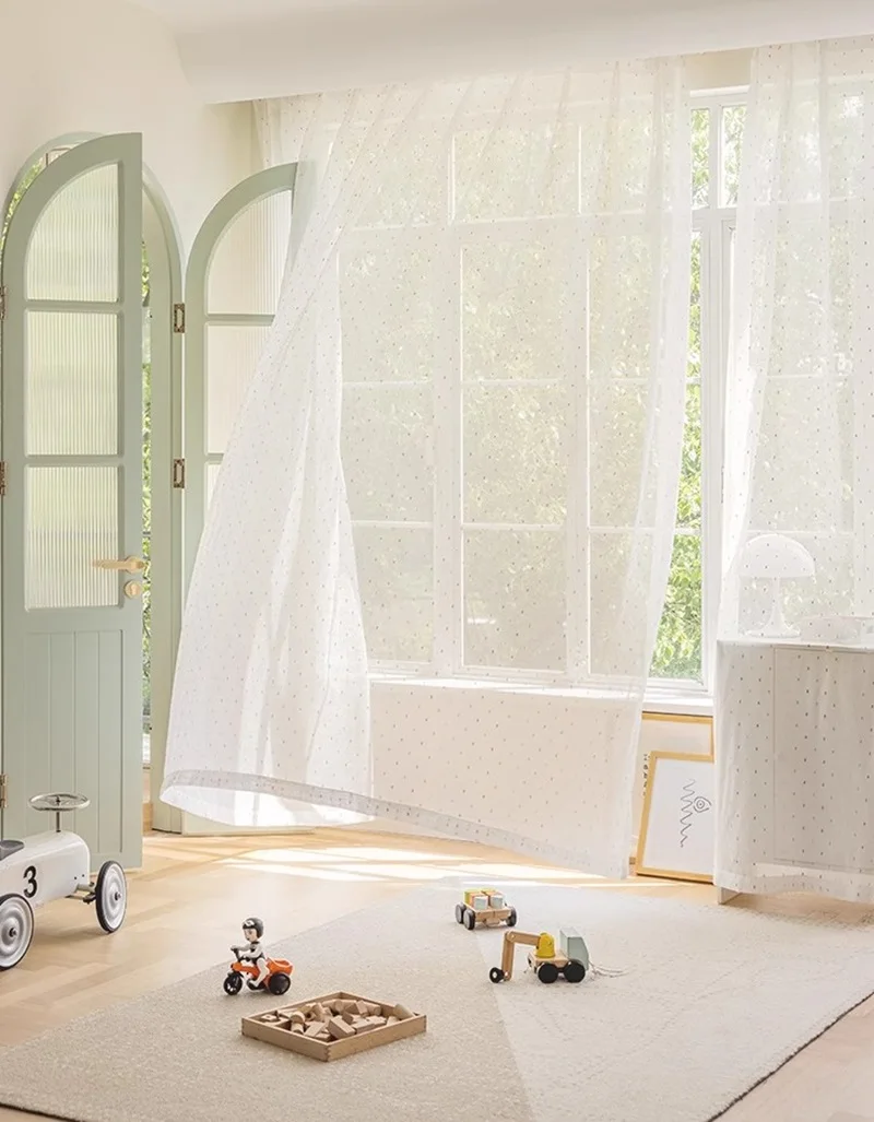 Modern colorful tulle curtains for Living Room kids Room Bedroom balcony Embroidery White sheer Curtains blinds custom size