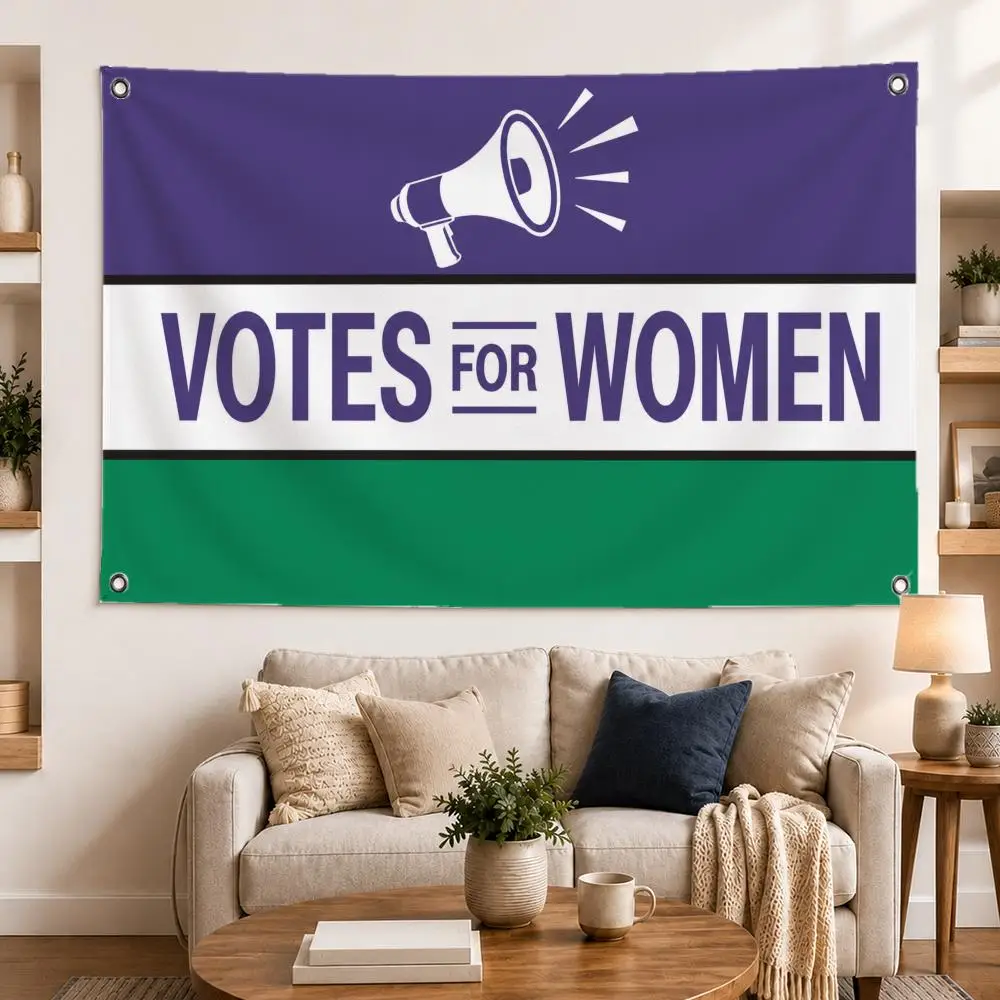 VOTES FOR WOMEN Flags Horizontal High Density Knitted Fabric European Simple For Durable Outdoor Indoor Use