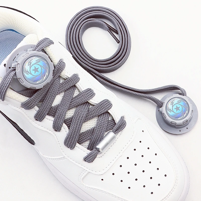 أربطة أحذية أوتوماتيكية بدون ربطة عنق مع إبزيم دوار للأحذية الرياضية الكاجوال رباط حذاء مسطح للبالغين والأطفال سهل الارتداء على أربطة الأحذية الرياضية