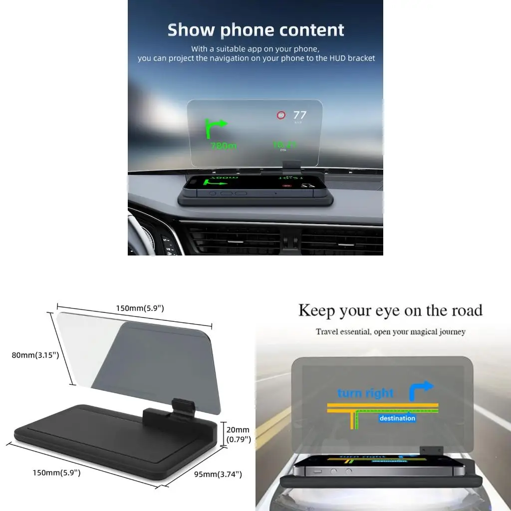 HUD Car Phone Holder Motorcycle Car Head Up Display Bracket With Low Latency Navigation And Secure Grip Design
